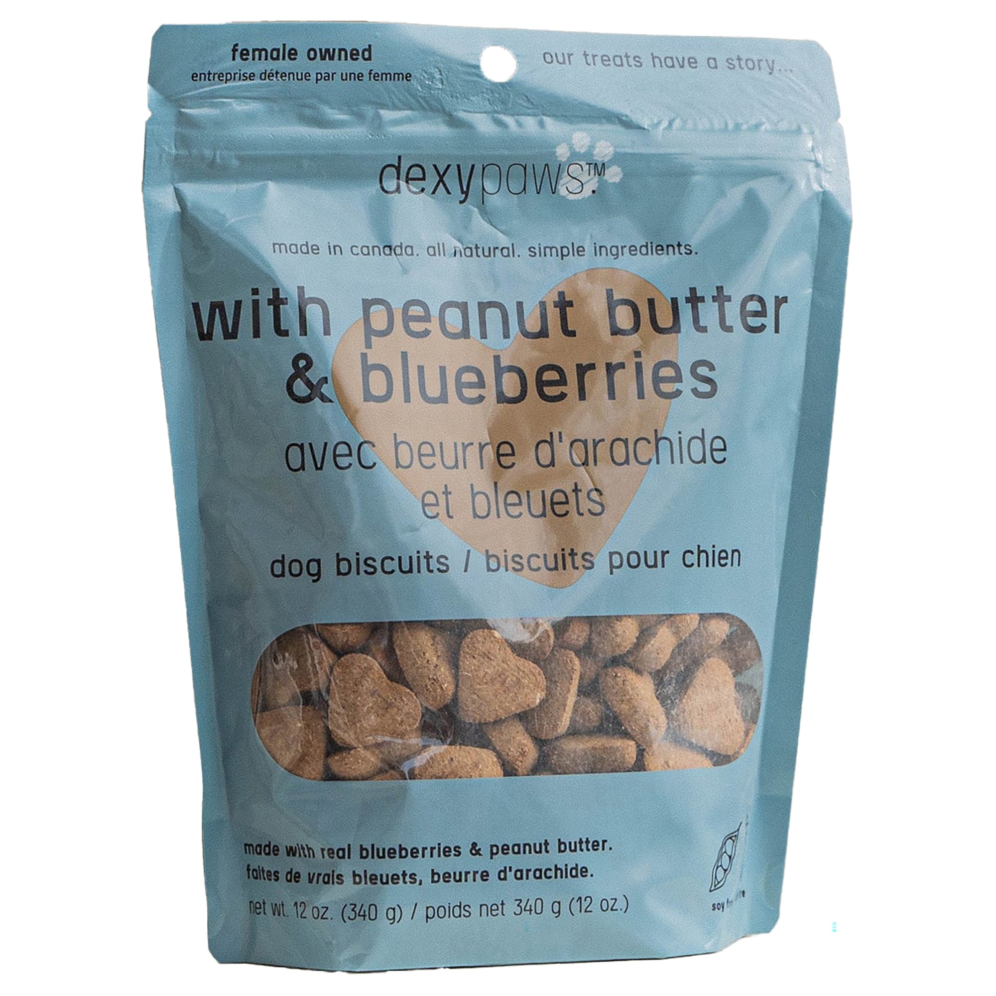Dexypaws: Peanut Butter & Blueberry Dog Biscuits - 12oz Bag, Pet Treats, Natural Simple Ingredients, Snack-Training-Reward, Protein & Antioxidant Rich