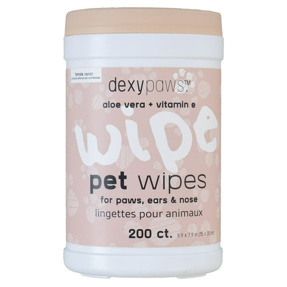 Dexypaws: Pet Cleansing Wipes Canister - 200ct - Gentle Wet Wipes For Cats & Dogs, Paws-Face, Easy Moist Clean-Ups, Pet Safe Grooming & Care, Portable