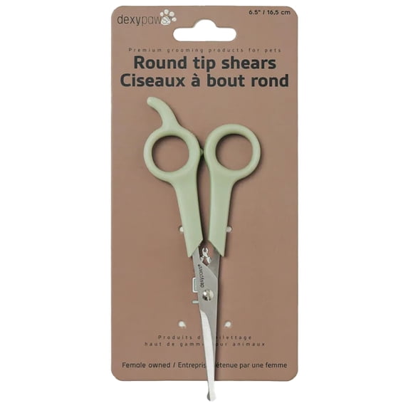 Dexypaws: Pet Round Tip Shears - Sage Green, Dog & Cat Grooming Tool, Haircuts-Trimming, Rounded Safety Tips, Steel Blades, Animal Care & Maintenance