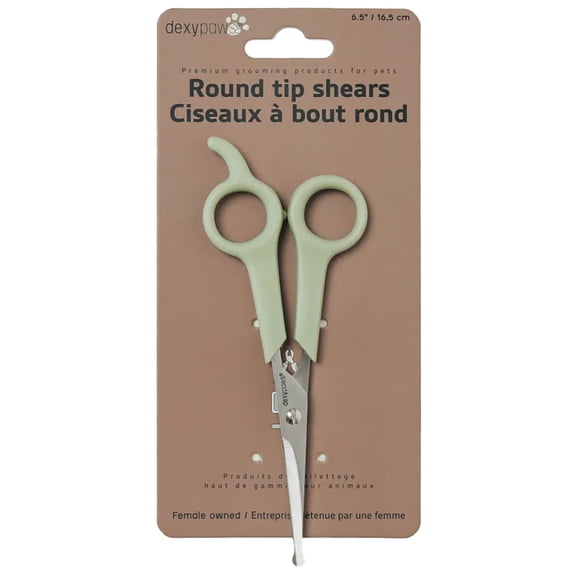Dexypaws: Pet Round Tip Shears - Sage Green, Dog & Cat Grooming Tool, Haircuts-Trimming, Rounded Safety Tips, Steel Blades, Animal Care & Maintenance