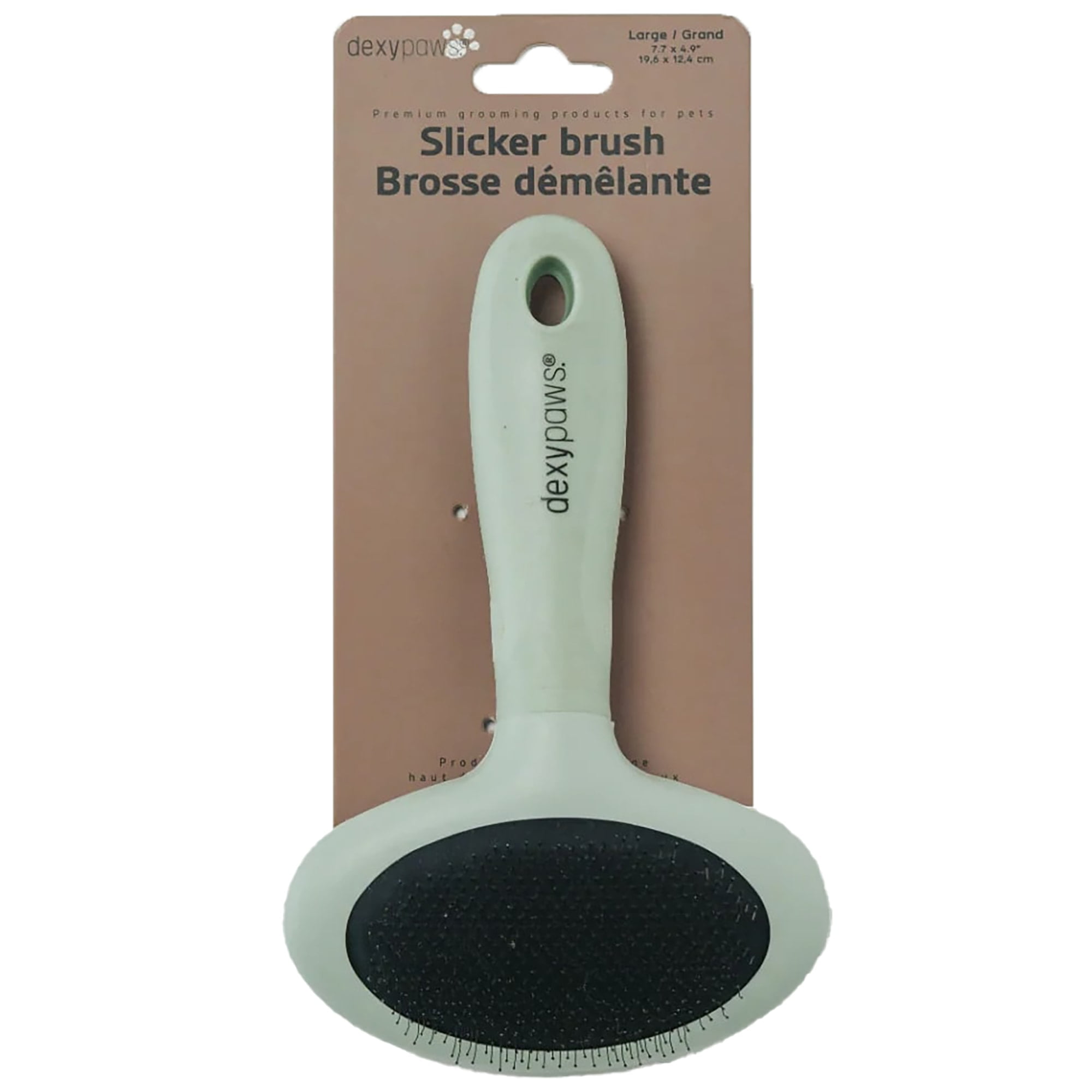 Dexypaws: Pet Slicker Brush - Large - Sage Green, Dog & Cat Grooming Tool, Stainless Steel Teeth, Remove Fur-Tangles-Dirt, Coat Maintenance, 7.7x4.9"