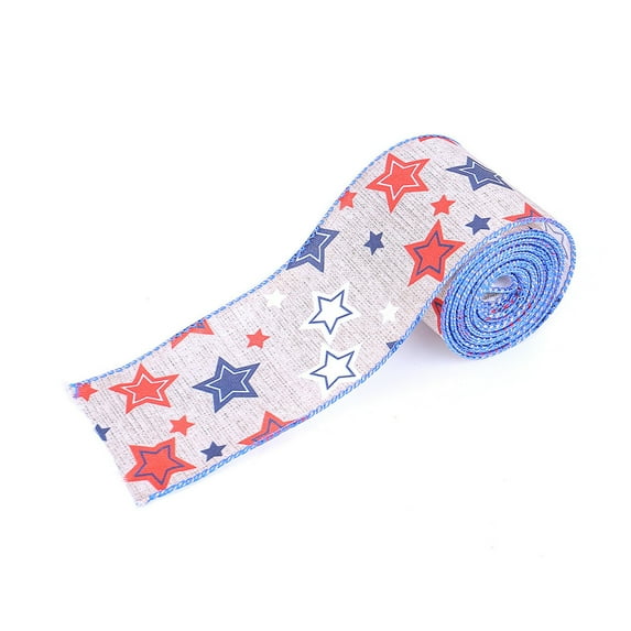 Deyared 4th of July Independence Day Decorations Independence Day Decorative Ribbon Bow Natural Burlaps Ribbon Star Gift Packaging Tape 197inch on Clearance