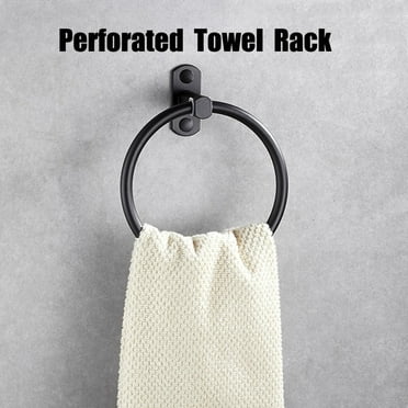 Deyared Black Towel Bathroom Hand Towel Perforated Towel Rack Mounted Matte （2ml） on Clearance