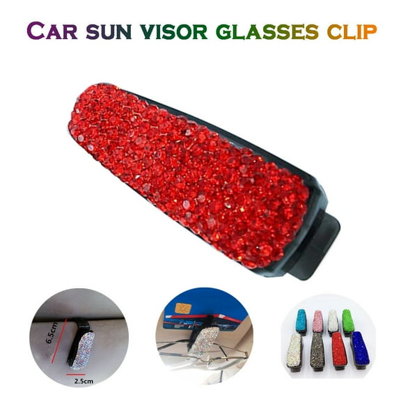 Deyared Car Decor Automobile Interior Decoration Products 1PCS Universal Car Sun Visor Glasses Sunglasses Clip Rhinestone on Clearance