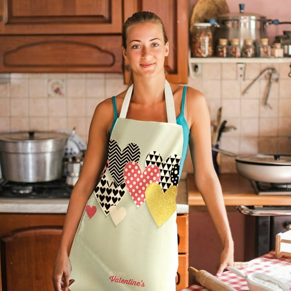Deyared Chef Apron for Men and Women Professional for Cooking Cotton Kitchen Apron for Women Men Chef 1pc Parent adult the Family Kitchen Valentine's Day Print Linen Family Aprons on Clearance