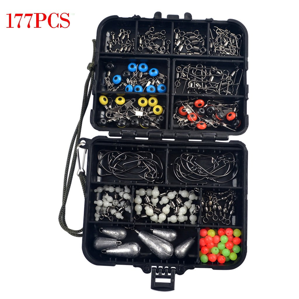 Deyared Fishing Bait Tackle Boxes Bass Fishing Kits Freshwater and Saltwater Fishing Gear Fishing Bait Set Fishing Set Crank Hook Lead Pendant Accessories 177PCS on Clearance