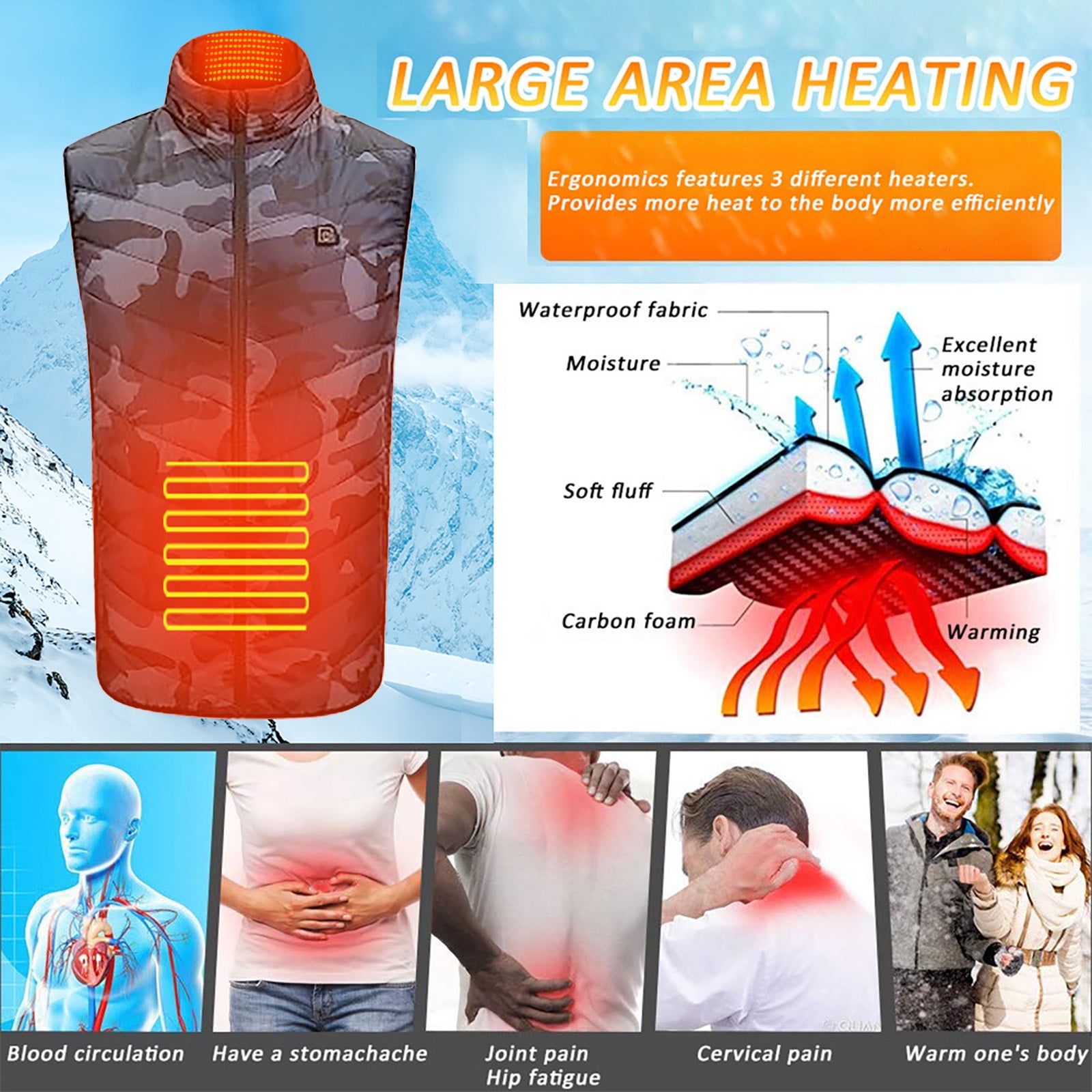 Deyared Men's Heated Vest Smart Controller Rechargeable Outdoor Vest ...