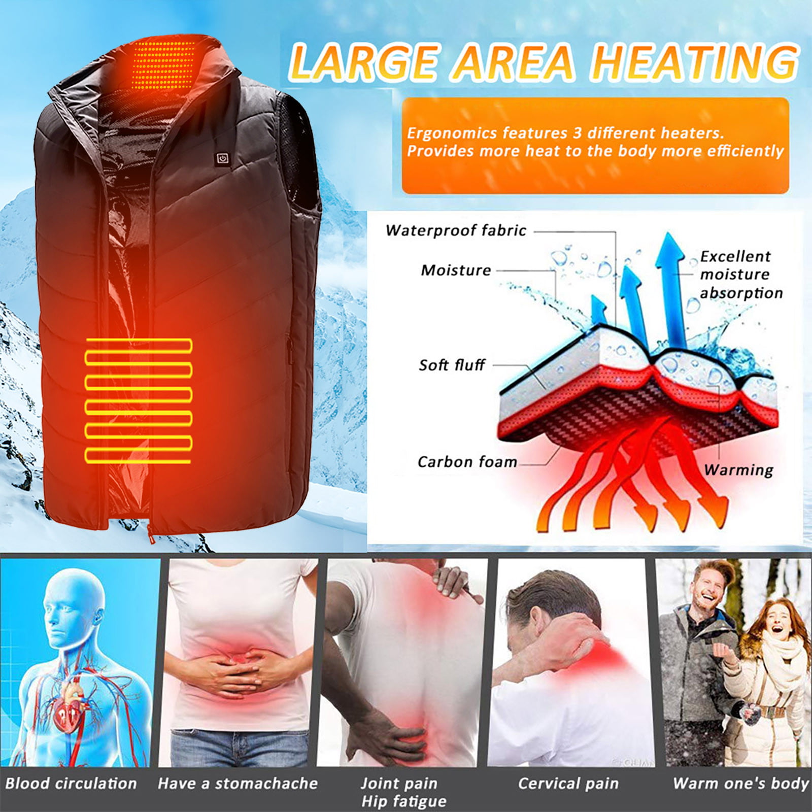 Deyared Men's Heated Vest Smart Controller Rechargeable Outdoor Vest ...