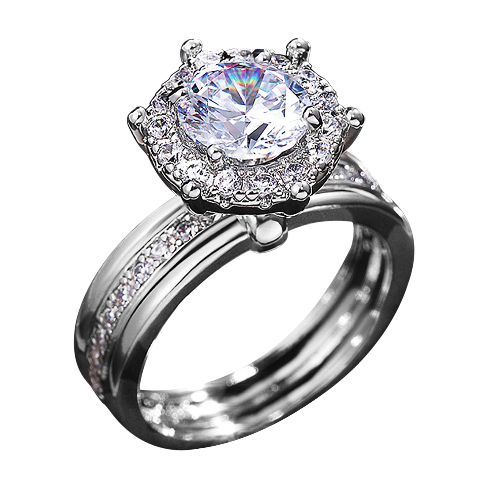 Deyared Women's Gold Rings Creative Zircon Engagement Ring Fashion ...