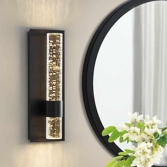 Deyidn 13.7" Wall Sconces Rechargeable Modern LED Wall Lamps Dimmable Battery Operated Wireless Wall Light Fixtures with Acrylic Crystal and Remote Control