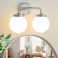 thumbnail image 1 of Deyidn 2 Light Pale Gold Bathroom Vanity Light with White Globe Glass Shade Modern Bathroom Wall E12 Bulb, 1 of 7