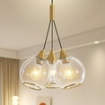 thumbnail image 1 of Deyidn 3-Light Modern Gold Chandelier, Ceiling Light Fixture with Metal Frame and Glass Shade for Dining Room, Bedroom, Kitchen, 1 of 10