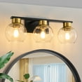 thumbnail image 1 of Deyidn 3-Light Black and Gold Dimmable Vanity Light with Clear Glass Shades, 1 of 8