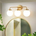 thumbnail image 1 of Deyidn 3 Light Gold Bathroom Vanity Light with White Globe Glass Shade Modern Bathroom Wall E12 Bulb, 1 of 10