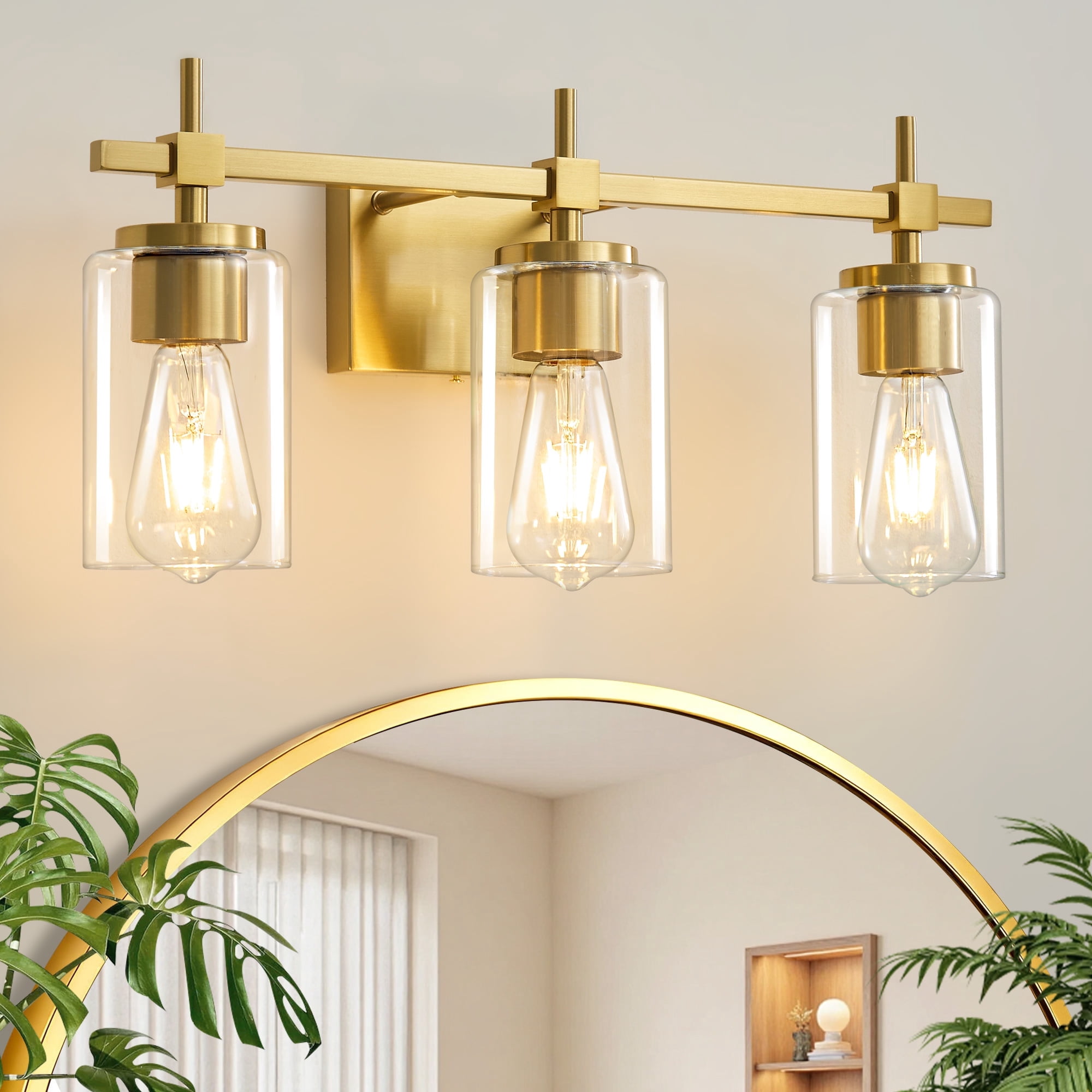 Deyidn 3-Light Gold Modern Vanity Light, 20-inch Luxury Mirror Lamp for Bathrooms and Bedroom