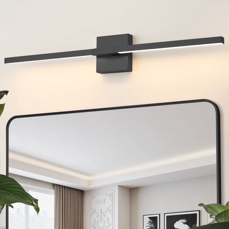 Deyidn 31.5 Inch Black LED Wall Sconce, 24W Dimmable Vanity Light with 5 Color Temperatures for Bathroom Mirror, Bedroom & Hallway