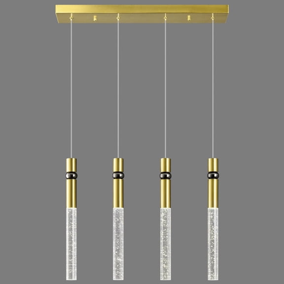 Deyidn 4 Light Pendant Lighting Dining Room Light Fixture Dimmable LED Modern Gold Pendant Light with Bubble Crystal Pendant Lights Kitchen Island