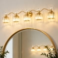 thumbnail image 1 of Deyidn 44.5" Modern 5-Light Gold Bathroom Vanity Light - Dimmable Bathroom Transitional Fixture with Crystal Glass Shades, 1 of 9