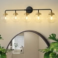 thumbnail image 1 of Deyidn 5 Light Gold Bathroom Vanity Light with White Globe Glass Shade Modern Bathroom Wall E12 Bulb, 1 of 6