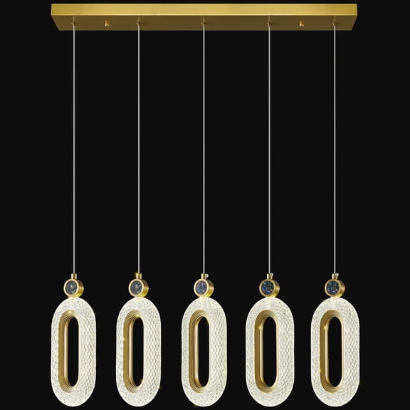 Deyidn 5 Light Pendant Lighting Dining Room Light Fixture Dimmable LED Modern Black Pendant Light with Bubble Crystal Pendant Lights Kitchen Island