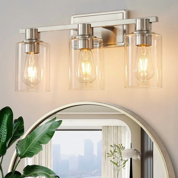 Deyidn Bathroom Vanity Lights 3 Lights Wall Mounted Mirror Wall Lights with Glass Cover Bathroom Farmhouse Bedroom Dressing Lights