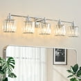thumbnail image 1 of Deyidn Modern 5-Light Bathroom Vanity Light with Crystal Shades, 39 Inch Chrome Dimmable Light Fixture for Mirror, 1 of 10