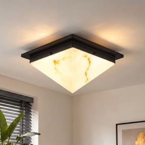 Deyidn Modern 7.28-in Black LED Semi Flush Mount Ceiling Light Square Indoor Ceiling Fixture