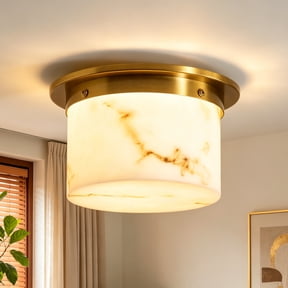 Deyidn Modern 7.28-in Gold LED Semi Flush Mount Ceiling Light Round Indoor Ceiling Fixture