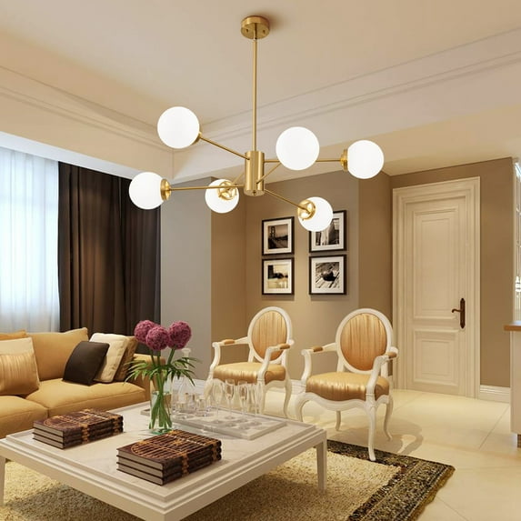 Deyidn Modern chandelier gold for living room & dining room 6 light