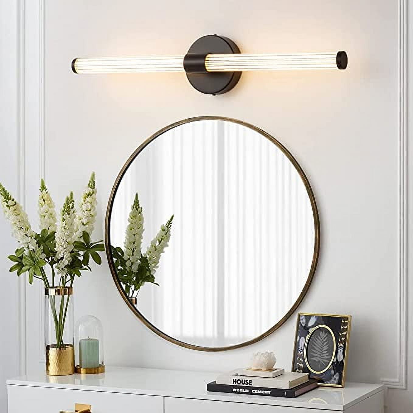 Deyidn Vanity Light fo Bathroom over Mirror Black LED Wall Light 20W 4000K Warm Light for Farmhouse Bedroom Living Room