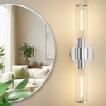 thumbnail image 1 of Deyidn 19.84" Chrome Modern Wall Sconce - 2-Light Dimmable Bathroom Vanity Light with Transparent Glass Shade, 1 of 7