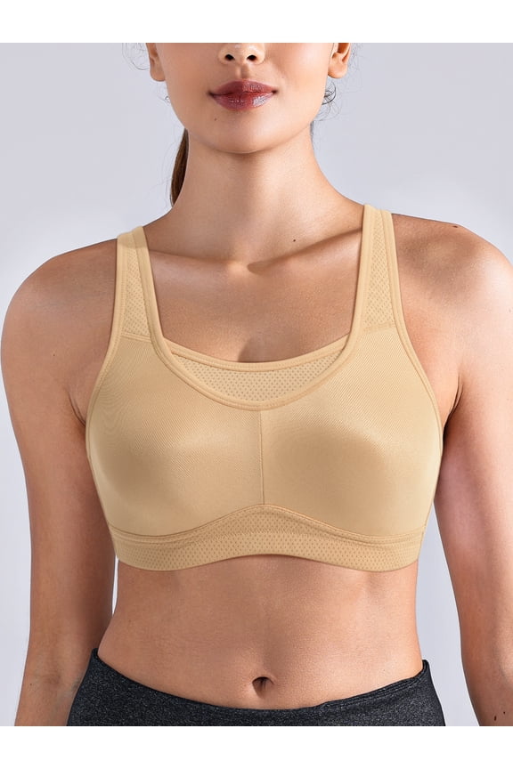 High Impact Support Sports Bras For Women Plus Size Wireless Support Exercise Brass,Nude 38DDD