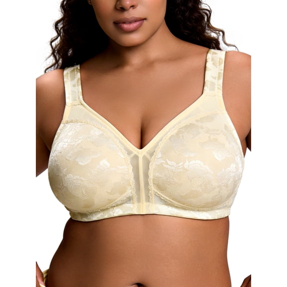 Deyllo Minimizer Bras for Women Plus Size Seamless Unlined Bra Full-Figure Non Padded Comfort Light Beige Bras Clothes-Size 38DDD