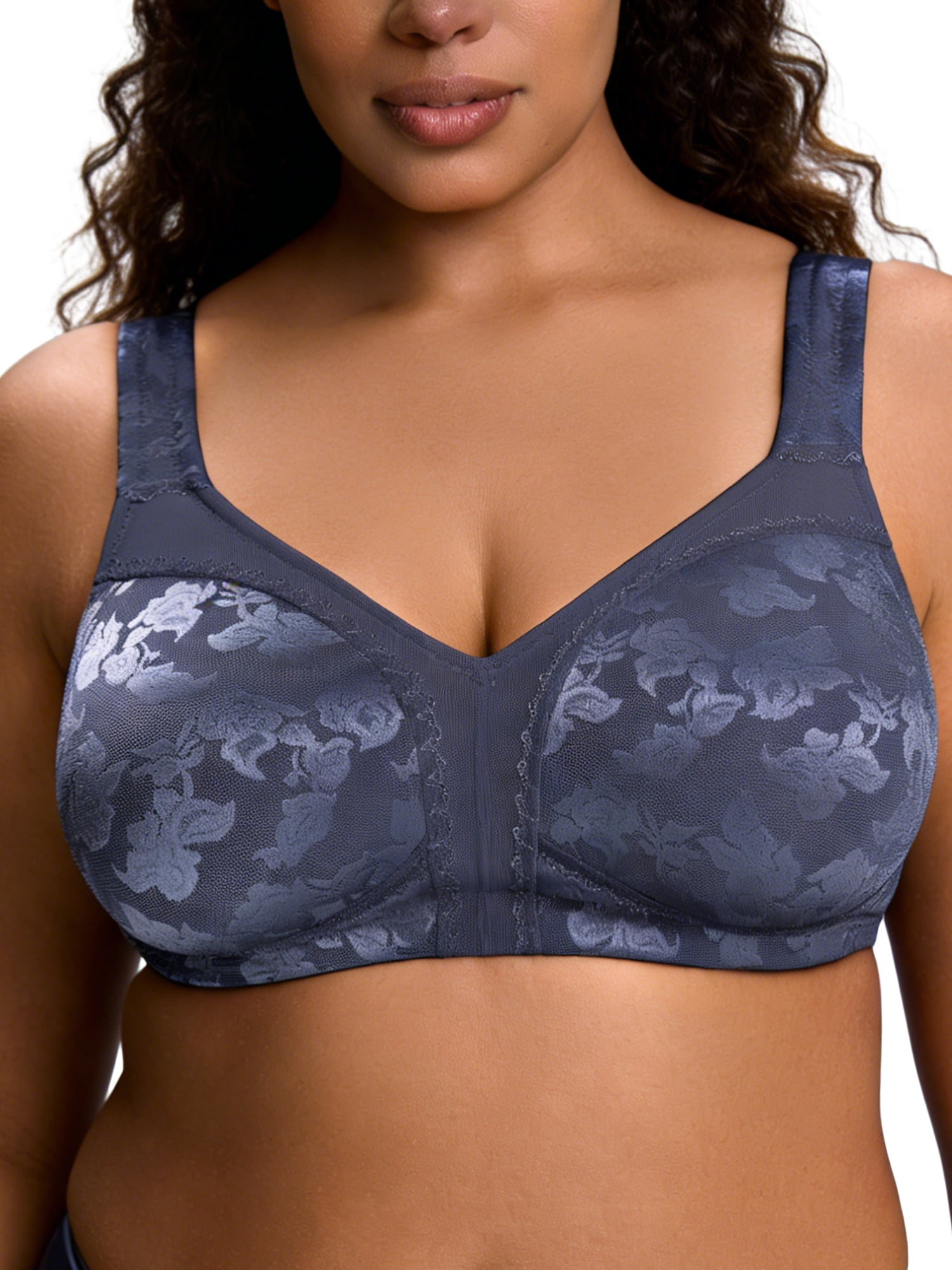 Deyllo Plus Size Bras for Women Seamless Minimizer Bras Full-Figure Support Unlined Non Padded Comfort Blue Bras Clothes-Size 36B