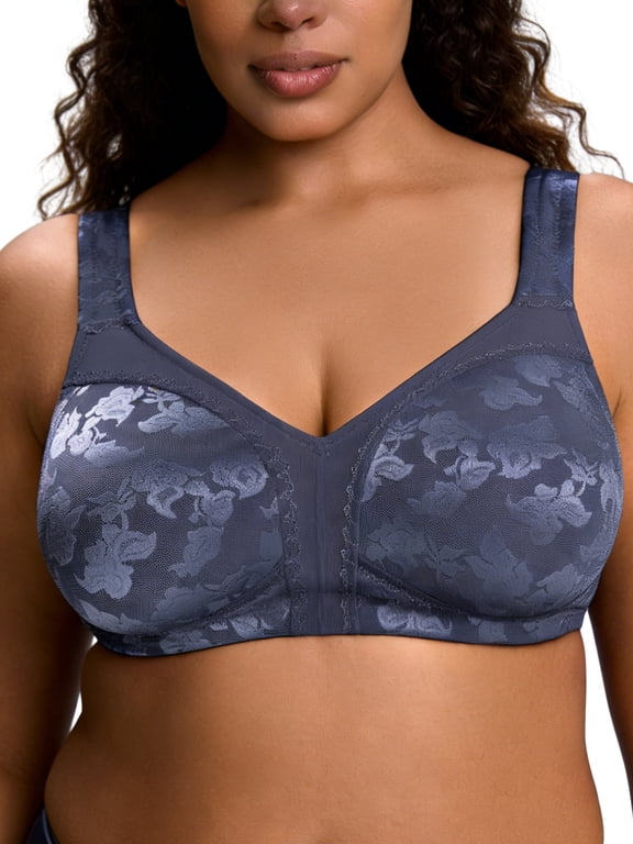 Plus Size Bras for Women Seamless Minimizer Bras Full-Figure Support Unlined Non Padded Comfort Blue Bras Clothes-Size 46G