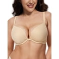 thumbnail image 1 of Deyllo Push-up Bra for Women Deep V Neck Plunge T-Shirt Bra Everyday Comfort Underwire Seamless Beige Bras Clothes Size 44D, 1 of 4