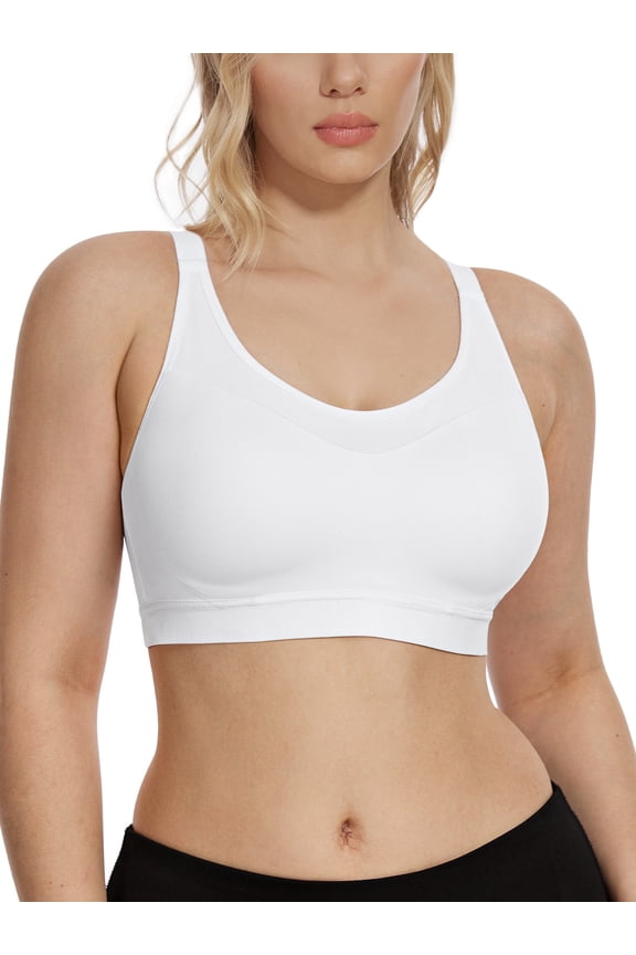 Seamless Sport Bras for Women High Impact Workout Bras Non Padded Breathable White Yoga Exercise Bra Clothes Size 40C
