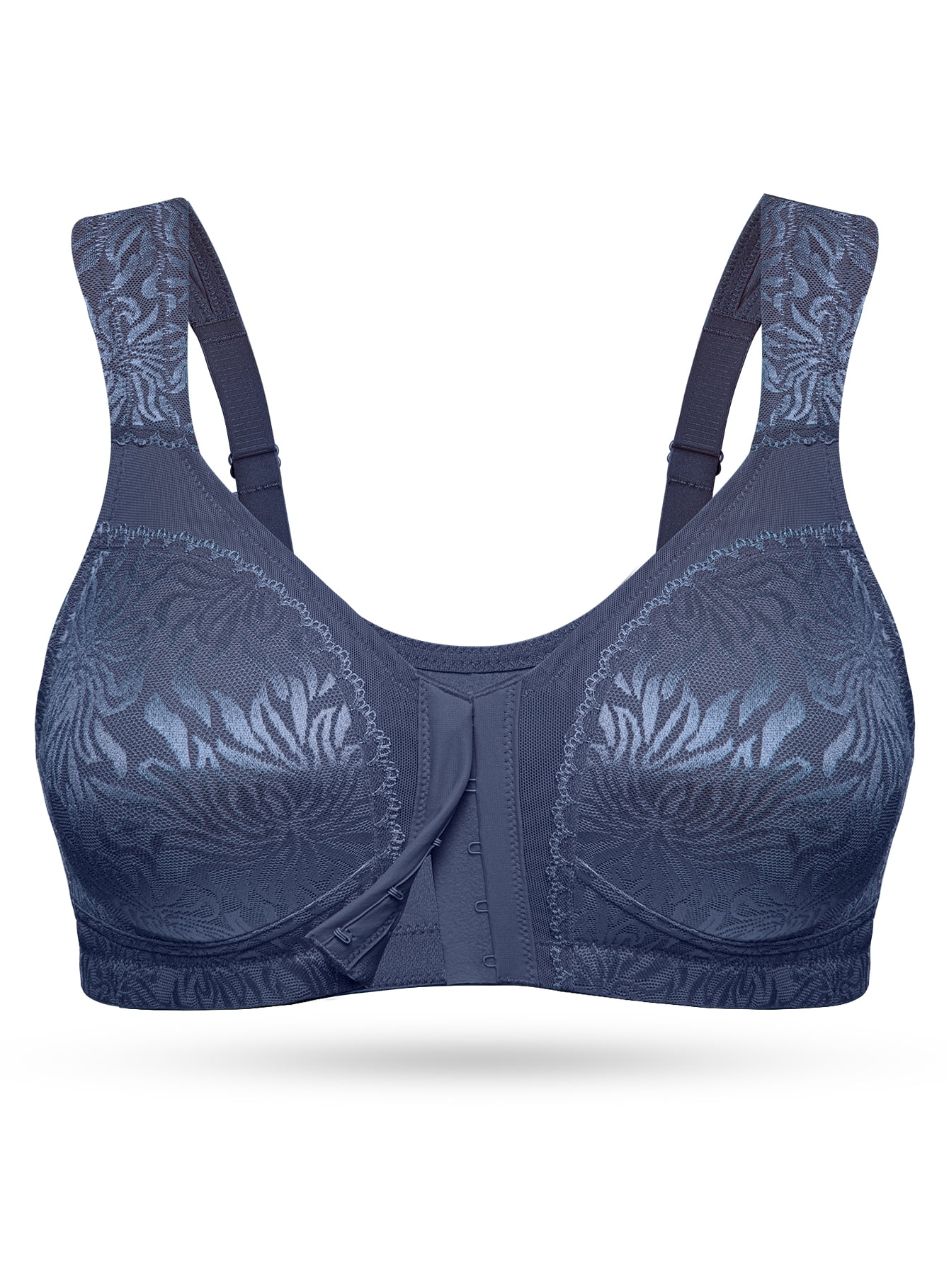 Deyllo Women Front Closure Minimizer Bras Plus Size Wireless Bras Posture Back Non Padded Comfort Everydaywear Blue Bras Clothes Size 42D