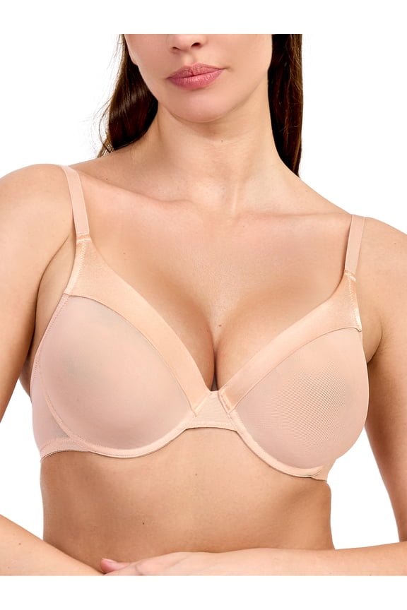 Women Lace Demi See Through Bra Mesh Bralette Unlined Underwire Non-Padded Pink Bras Clothes Size 40DD