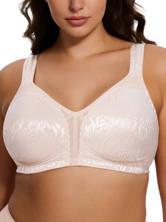 Women Minimizer Bra Plus Size Wireless Bras Light Pink Comfort Non Padded Full Figure Bras Clothes Size 42D