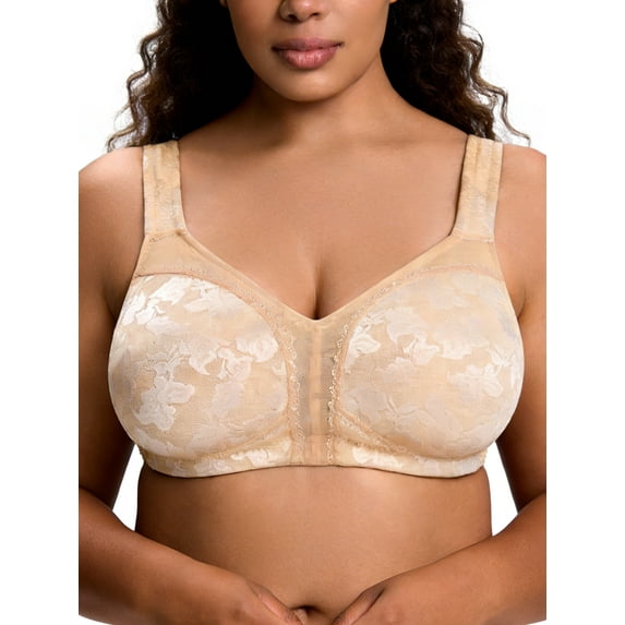 Deyllo Women Minimizer Bras Plus Size Push Up Full Coverage Bra Soft Cup Non Padded Comfort Dark Beige Bras Clothes-Size 42DD