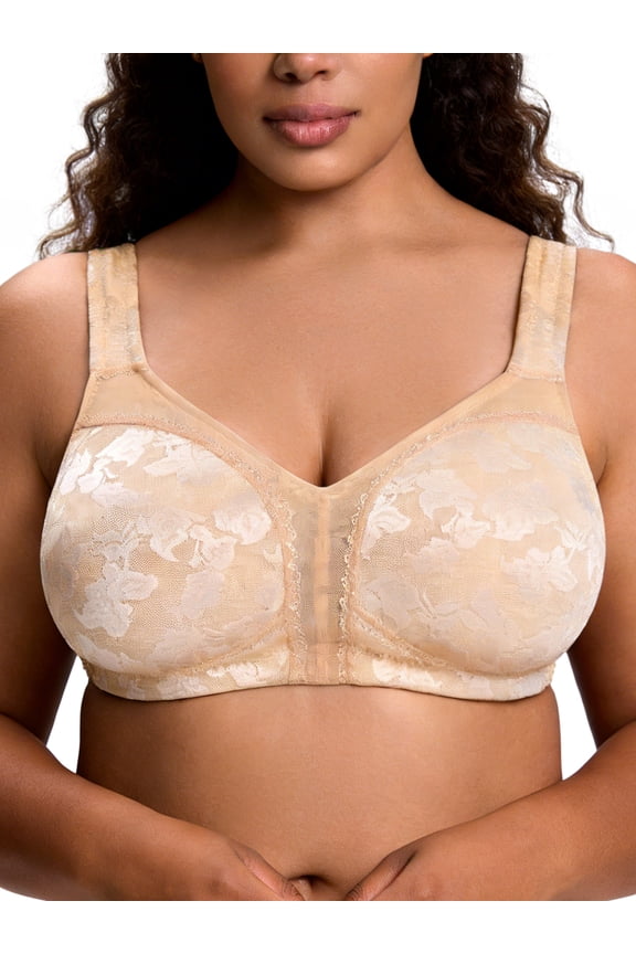 Women Minimizer Bras Plus Size Push Up Full Coverage Bra Soft Cup Non Padded Comfort Dark Beige Bras Clothes-Size 48DDD