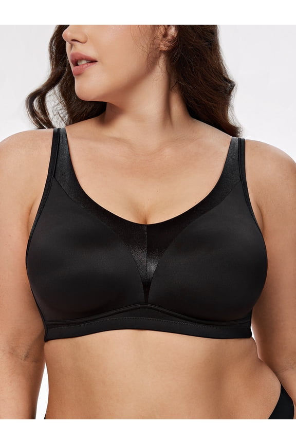 Women Plus Size Bras Full Coverage Bra Smooth Unlined Underwire Comfort Everyday Black Bra 36DDD