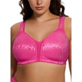 thumbnail image 1 of Deyllo Women Plus Size Full Coverag Bras Non Padded Comfort Wireless Rose Red Minimizer Bra Clothes Size 46C, 1 of 5