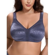 Women Plus Size Full Coverage Bra Seamless Non Padded Soft Bra Unlined Comfort Everyday Blue Bras Clothes Size 48DD