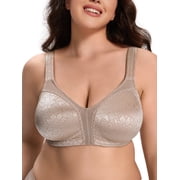 Deyllo Women Plus Size Non Padded Bra Full Coverage Support Minimizer Bra Seamless Unlined Brown Bras Clothes Size 38DD