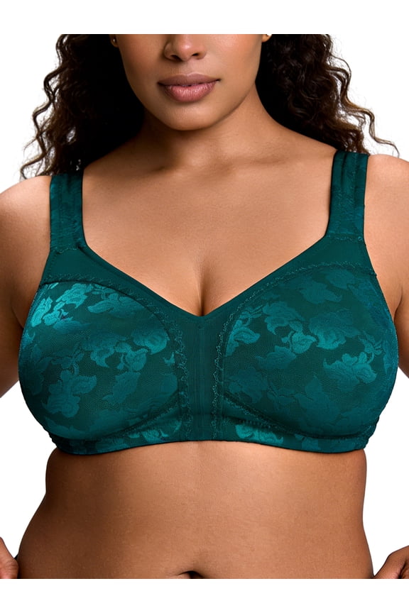 Women Plus Size Push Up Bras Full Coverage Minimizer Bra Non Padded Unlined Green Bras Clothes-Size 44G