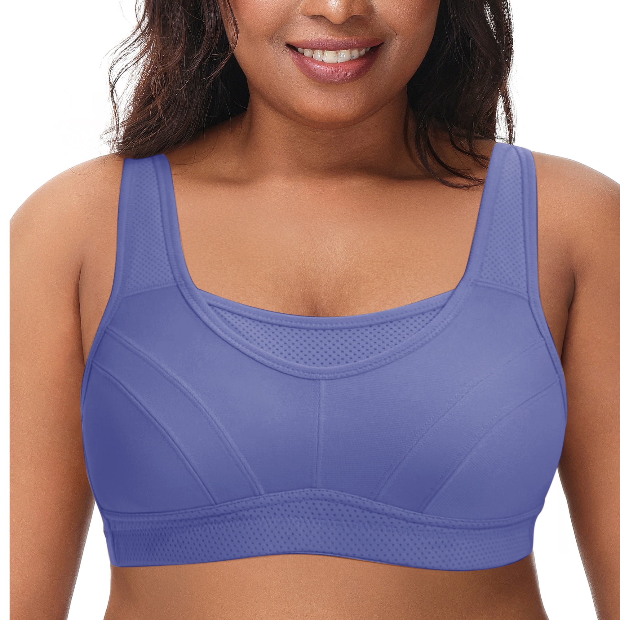 Deyllo Women Plus Size Sport Bras Full Coverage No Underwire Wireless ...