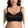 thumbnail image 1 of Deyllo Women Plus Size Sport Underwire Bras Seamless Wireless Bralette Comfortable Bra Black Soft Everyday Solid Color Bras Clothes Size 44D, 1 of 5