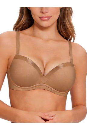 Women Sheer Mesh See-Through Bra Unpadded Underwire Support Bras Push Up Unlined Comfort Beige Underwear Bras 34C